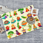 Colorful Cartoon Vegetable Dish Drying Mats, 18 x 24 inch Absorbent Microfiber Decorative Kitchen Counter Mats, Polyester, Washable, Absorption, Foldable, for Sink, Dishes Utensils, Small Appliances