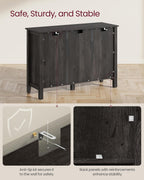 VASAGLE LIRY Collection - Buffet Cabinet, Coffee Bar Cabinet with 3 Drawers, Adjustable Shelves, Sideboard Storage with Cable Holes, Drawer Dividers, Antique Charcoal UBBK371B02V1