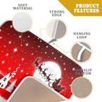 Christmas Reindeer Moon Star Red Dish Drying Mat for Kitchen Counter,White Xmas Tree Castle Drying Mat 16 x 18 Inch with Absorbent Reversible Microfiber Dish Drying Pad for Coffee Bar