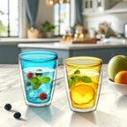 Amazing Abby - Alaska - 16-Ounce Insulated Plastic Tumblers (Set of 4), Double-Wall Plastic Drinking Glasses, Mixed-Color Reusable Plastic Cups, BPA-Free, Shatter-Proof, Dishwasher-Safe