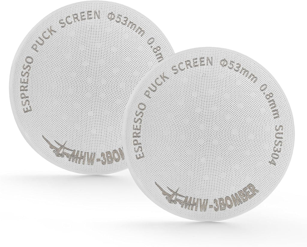 MHW-3BOMBER 53mm Espresso Puck Screen 2 Packs Metal Coffee Filter Reusable Espresso Filters for 54mm Portafilter Basket 0.8mm Thickness FG7009M-OS
