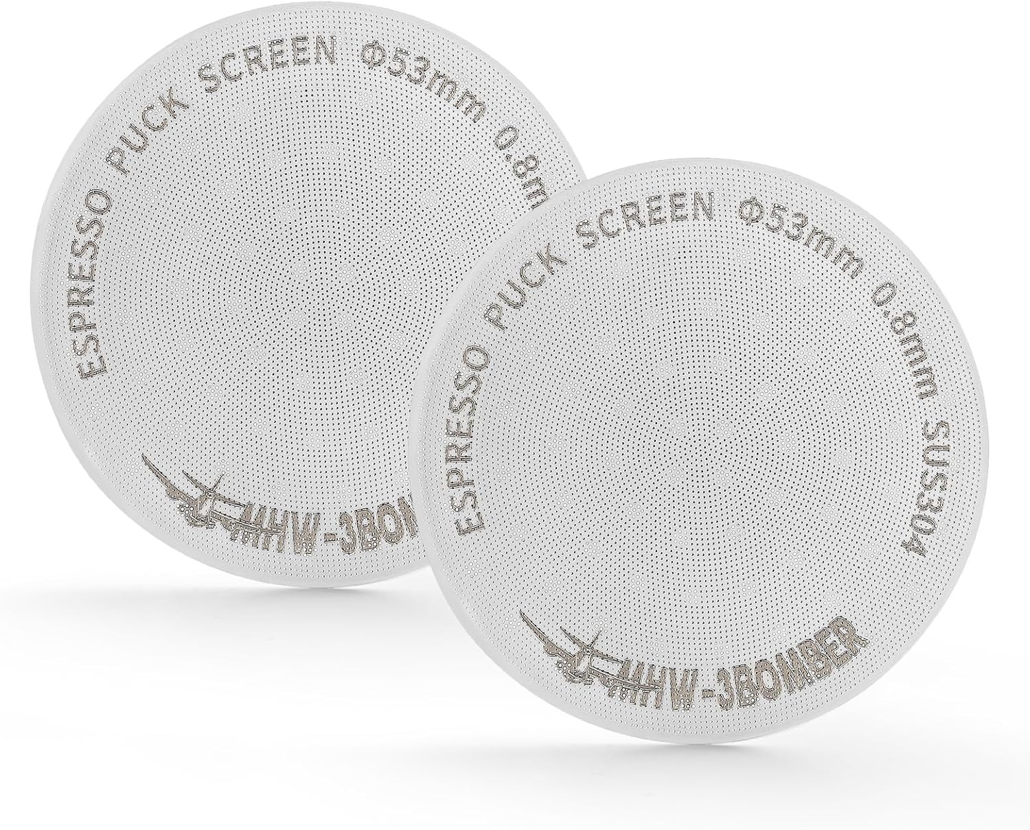 MHW-3BOMBER 53mm Espresso Puck Screen 2 Packs Metal Coffee Filter Reusable Espresso Filters for 54mm Portafilter Basket 0.8mm Thickness FG7009M-OS