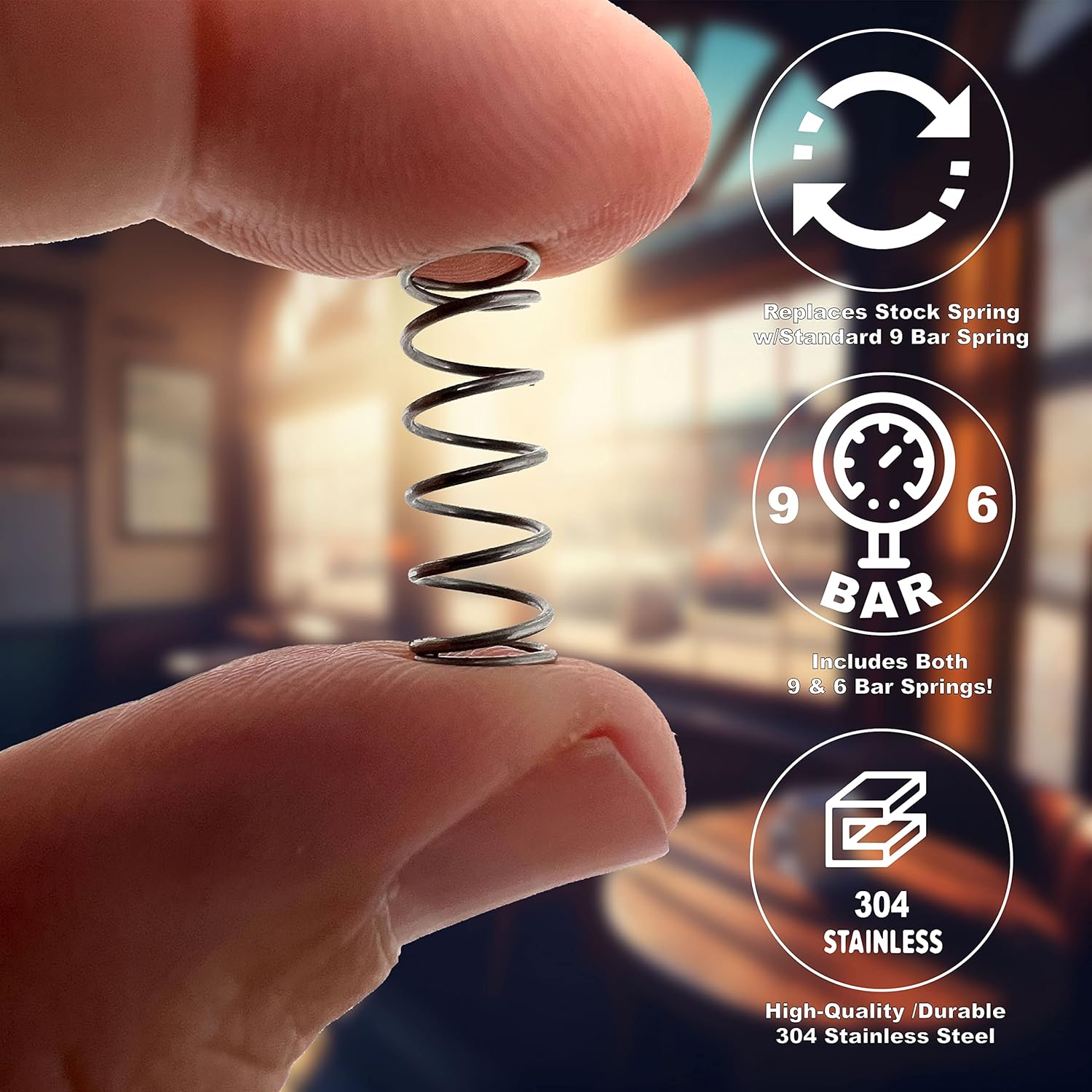 Low Profile Drip Tray One Hole Steam Tip and 9 Bar 6 Bar OPV Spring Modification Kit compatible with Gaggia Classic Pro