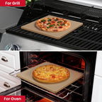 Unicook Pizza Stone for Oven and BBQ Grill, 13 Inch Square Baking Stone for Bread, Cordierite Thermal Shock Resistant Pizza Making Accessory for Oven and Grill, Including Dough Scraper