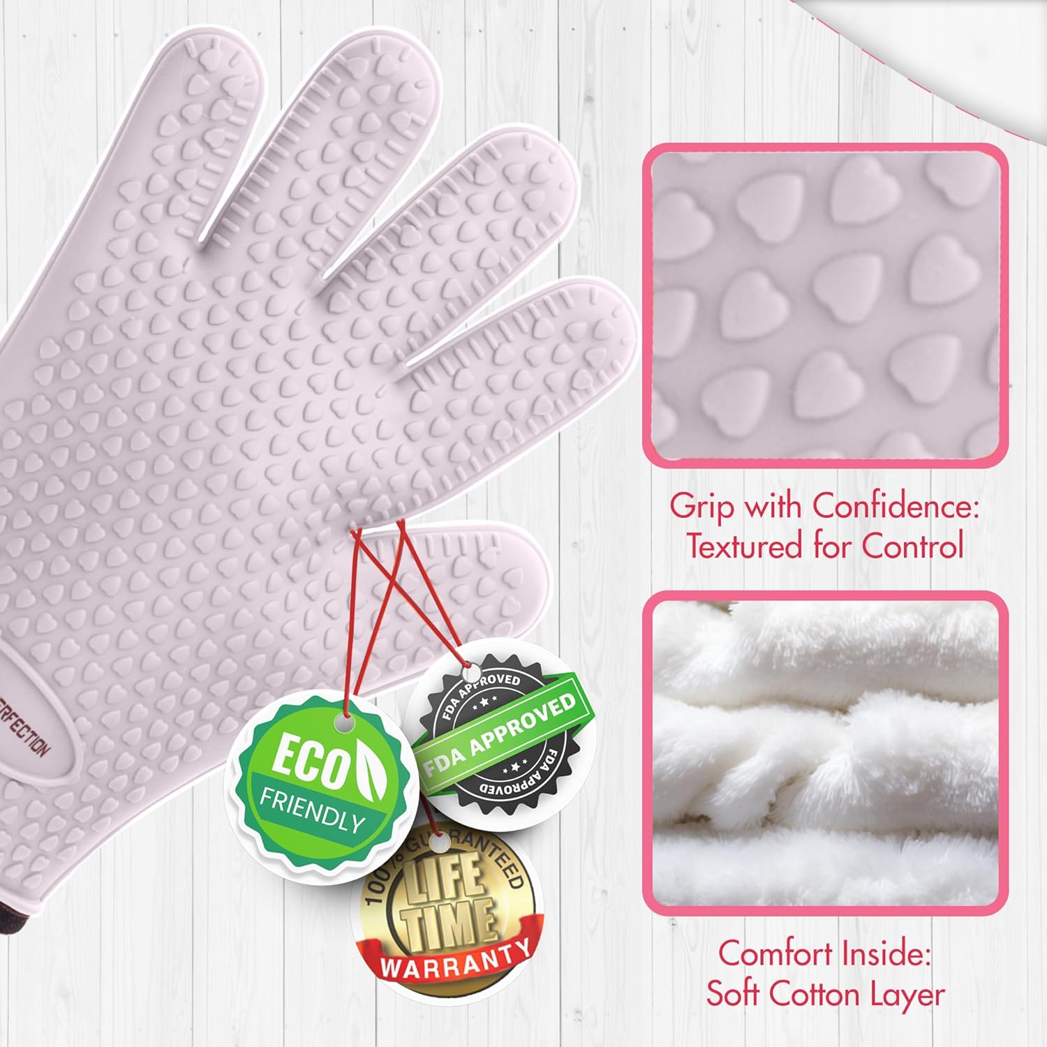 KITCHEN PERFECTION S Silicone Smoker Oven Gloves for Women -Extreme Heat Resistant BBQ Gloves -Handle Hot Food Right on Your Grill Fryer |Waterproof Oven Mitts Cooking Gloves |Superior Set+3 Bonuses