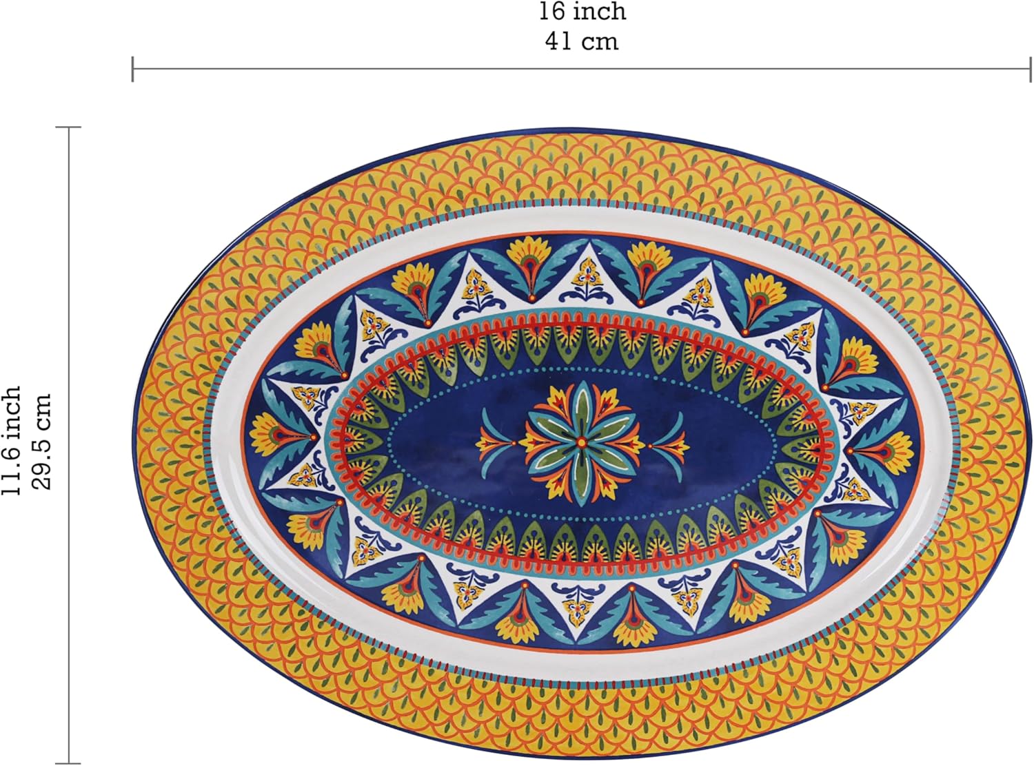 Bico Havana 16 plus 14 inch Oval Platters Set, Set of 2, Microwave and Dishwasher Safe, for Serving Fish, Chicken, Turkey