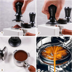 Espresso Tamper, Constant 30lb Coffee Tamper with double Calibrated Spring Loaded, Stainless Steel double spring loaded Coffee Tamper Fits for All Portafilters- Flat Base (53mm, BLACK)