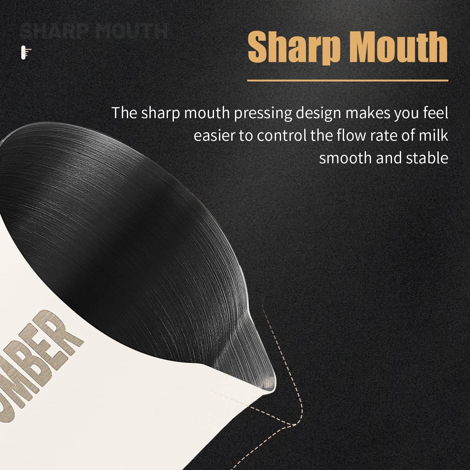 MHW-3BOMBER Milk Frothing Pitcher, 20oz/600ml Milk Frother Cup for Barista, SUS304 Stainless Steel Espresso Steaming Pitchers for Latte Art/Cappuccino/Coffee/Milk, P3013W-OS