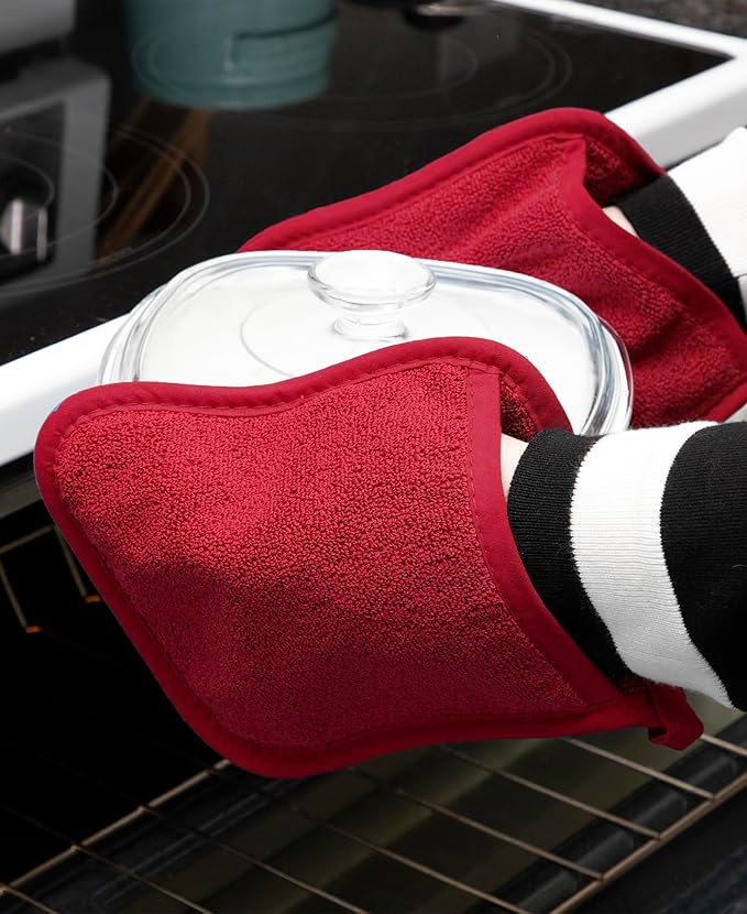 RITZ Terry Potholder & Hot Pad: Unparalleled Heat Resistant, Durable 100% Cotton – Ergonomically Designed for Optimal Grip – Easy-Care Machine Washable – 4-Pack, Cactus/Paprika