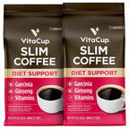 VitaCup Slim Ground Coffee, Diet Support with Ginseng, Garcinia, B Vitamins, Medium Dark Roast, Bold and Smooth,100% Arabica Specialty Coffee Grounds, 2 bags, 11oz each