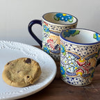 Encantada Handmade Hand-Painted Authentic Mexican Pottery Mugs (Multi Blue Green)