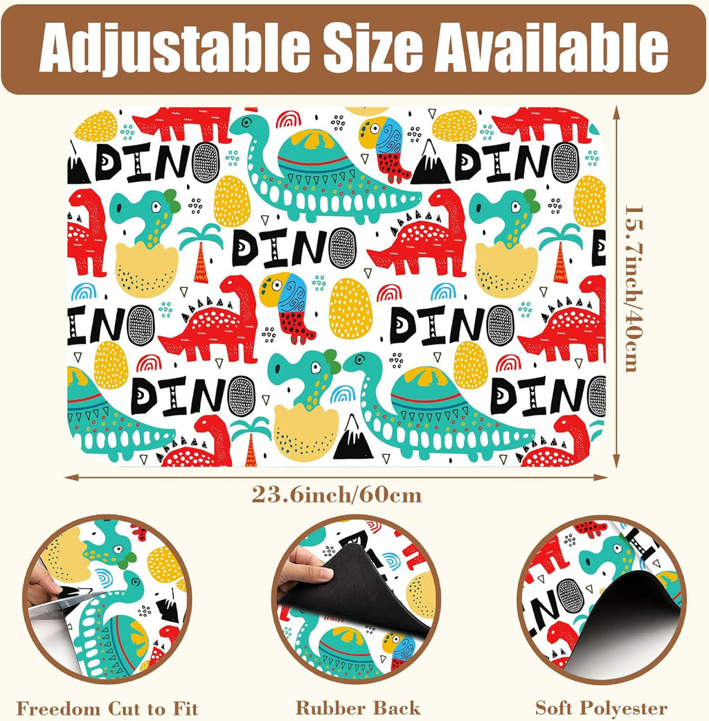 Dinosaur with Palms and Eggs Coffee Mat Absorbent Dish Drying Mat for Kitchen Counter Hide Stain Rubber Backed Coffee Bar Accessories Fit Under Espresso Machine Dish Drainer, 15.7 x 23.6 Inch