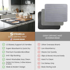 Dish Drying Mat Super Absorbent – 12" x 18" Coffee Mat for Countertops – Non-Slip Drying Mat for Kitchen Counter – Easy to Clean Water Absorbent Mat – Quick Dry Dish Drying Mats (Americano)