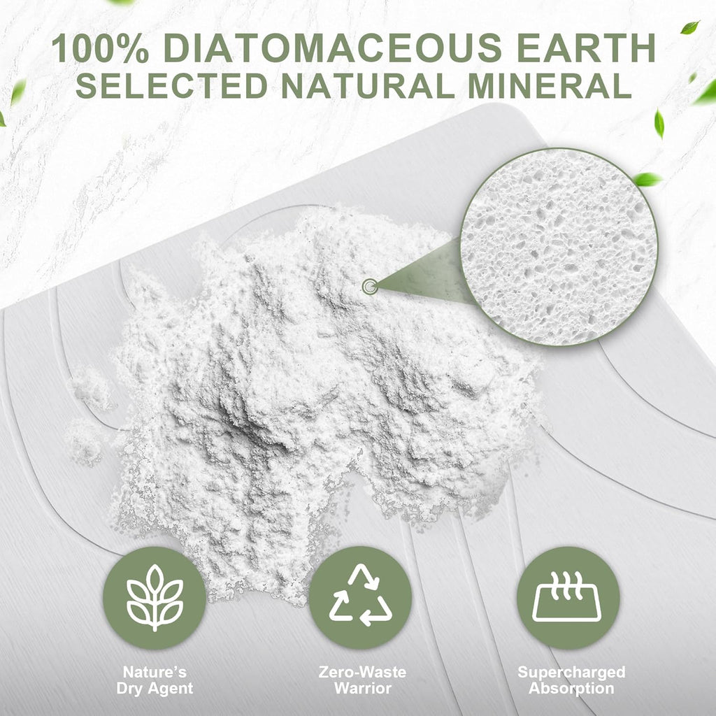 Large Stone Drying Mat for Kitchen Counter, 24" × 16" Diatomite Dish Drying Mat, Quick Dry Stone Mats, Ultra Absorbent Natural Diatomaceous Earth Mats for Dished, Bottles, White