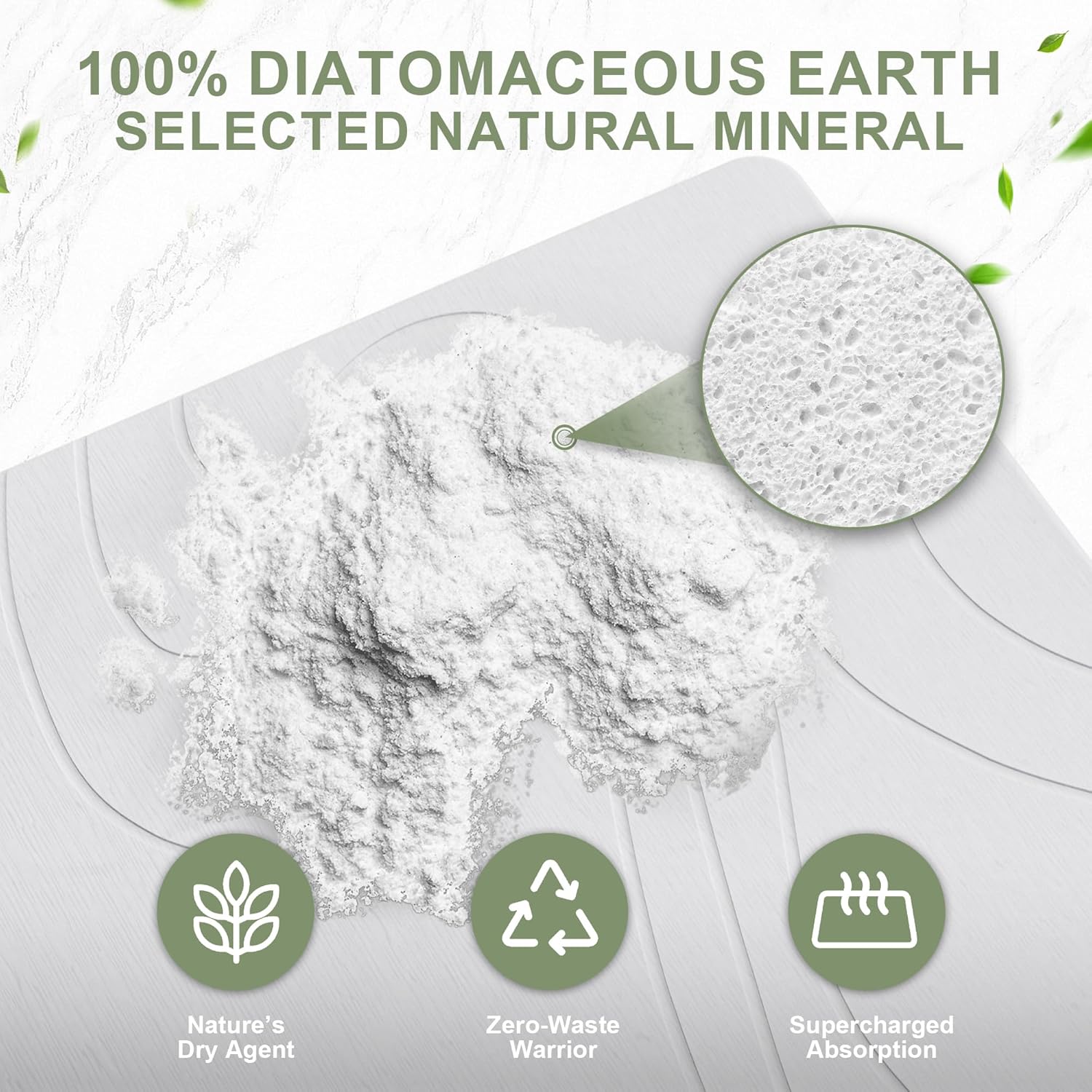 Large Stone Drying Mat for Kitchen Counter, 24" × 16" Diatomite Dish Drying Mat, Quick Dry Stone Mats, Ultra Absorbent Natural Diatomaceous Earth Mats for Dished, Bottles, White