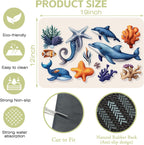 Sea Animals Dish Drying Mat Dolphins Starfish Anemones Kitchen Mat 12"x19" Bsorbent Coffee Maker Mat for Dishes,Utensils Coffee Maker Pots and Pans Easy Clean Dish Slip Resistant Pad