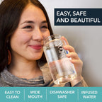 mayu Travel Water Bottle with Bamboo Lid - Borosilicate Glass Eco Friendly BPA Free | Adult and Kids Bottles with Cap - Leak Free Design - Non Toxic Reusable Hydration for Everyday Use | 0.5L, 17OZ