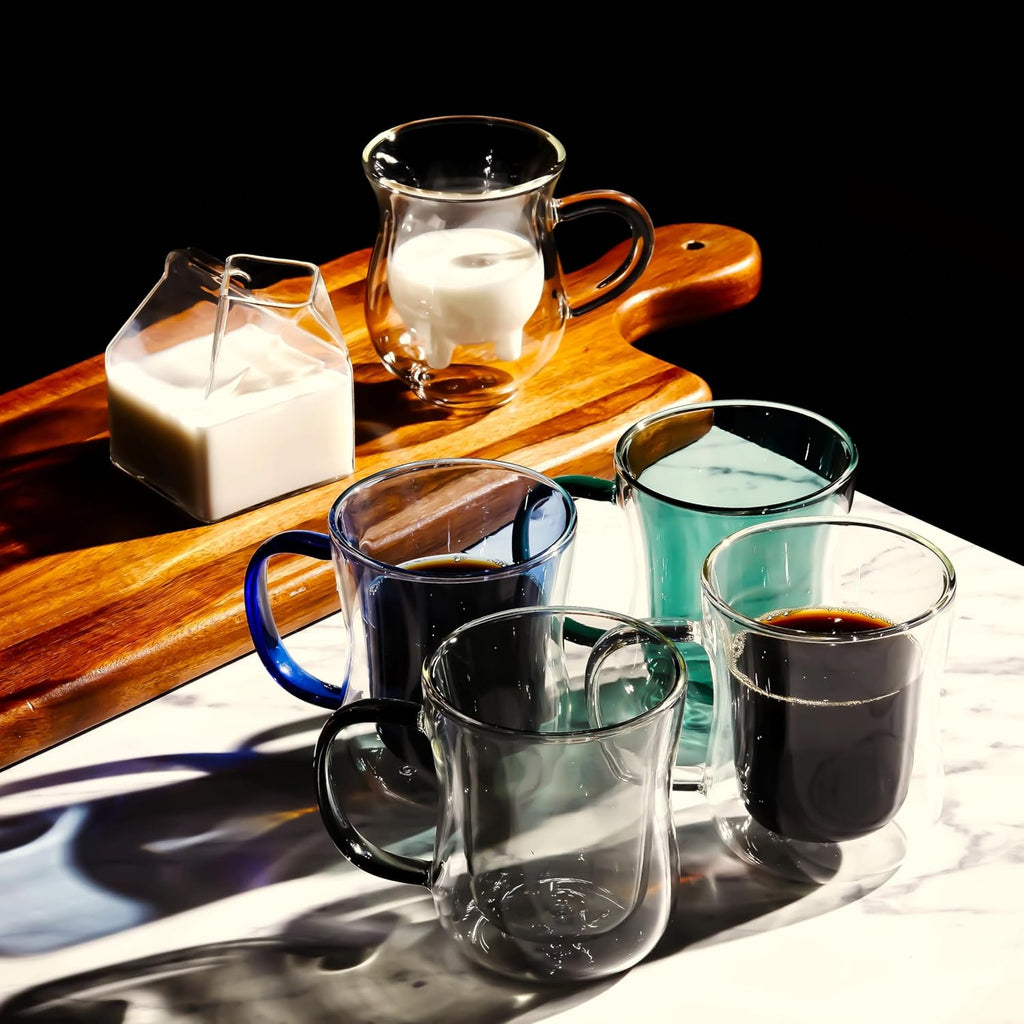 LEMONSODA Double Walled Colored Insulated Coffee Mugs - 10oz - Hot or Cold Latte, Tea, Cappucino, Coffee, Espresso Mug with Handle - Premium Packaging (Set of 4)