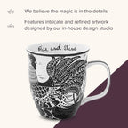Karma Gifts 16 oz Black and White Boho Mug Rooster - Cute Coffee and Tea Mug - Ceramic Coffee Mugs for Women and Men