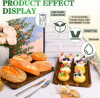 2 Pcs Acacia Wood Serving Tray, Charcuterie Boards Rectangular Wooden Platter, Large Serving Tray Wood Kitchen Display Tray for Food, Cookie, Dessert, Fruit, Snack, Vegetable, 13" x 9" x 0.6"