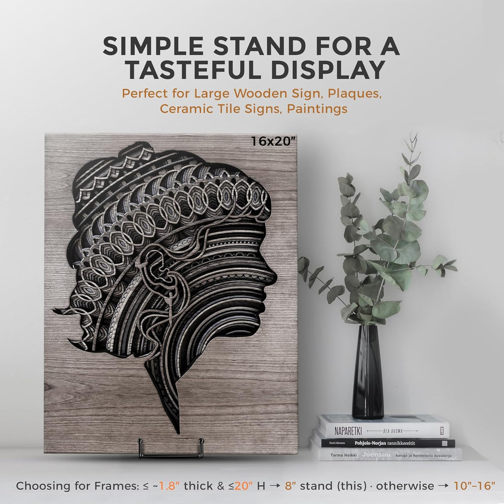 TR-LIFE Plate Stands/Holder for Display, 8 Inch, Large, Metal Frame for Picture, Decorative Platter, Book, Photo Easel (2 Pack)