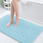 Arotive Luxury Chenille Bathroom Rug Mat, Extra Soft Thick Absorbent Shaggy Bath Rugs, Non-Slip Machine Wash Dry, Plush Bath Mats for Bathroom, Shower and Tub, 47x24, Blue