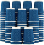 Lamosi 120 Pack 8 oz Disposable Coffee Cups, Insulated Corrugated Paper Cups, Kraft Ripple Wall Cups for Hot Beverage or Cold Drinks Office/Home/Party/Travel/Cafe (Navy)
