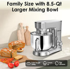 Kitchen in the Box Stand Mixer, 900W 8.5 QT Kitchen Electric Mixer, 10-Speed Large Capacity Tilt-head Food Mixer with Dough Hook, Wire Whip, Flat Beater & Splash Guard (Silver)