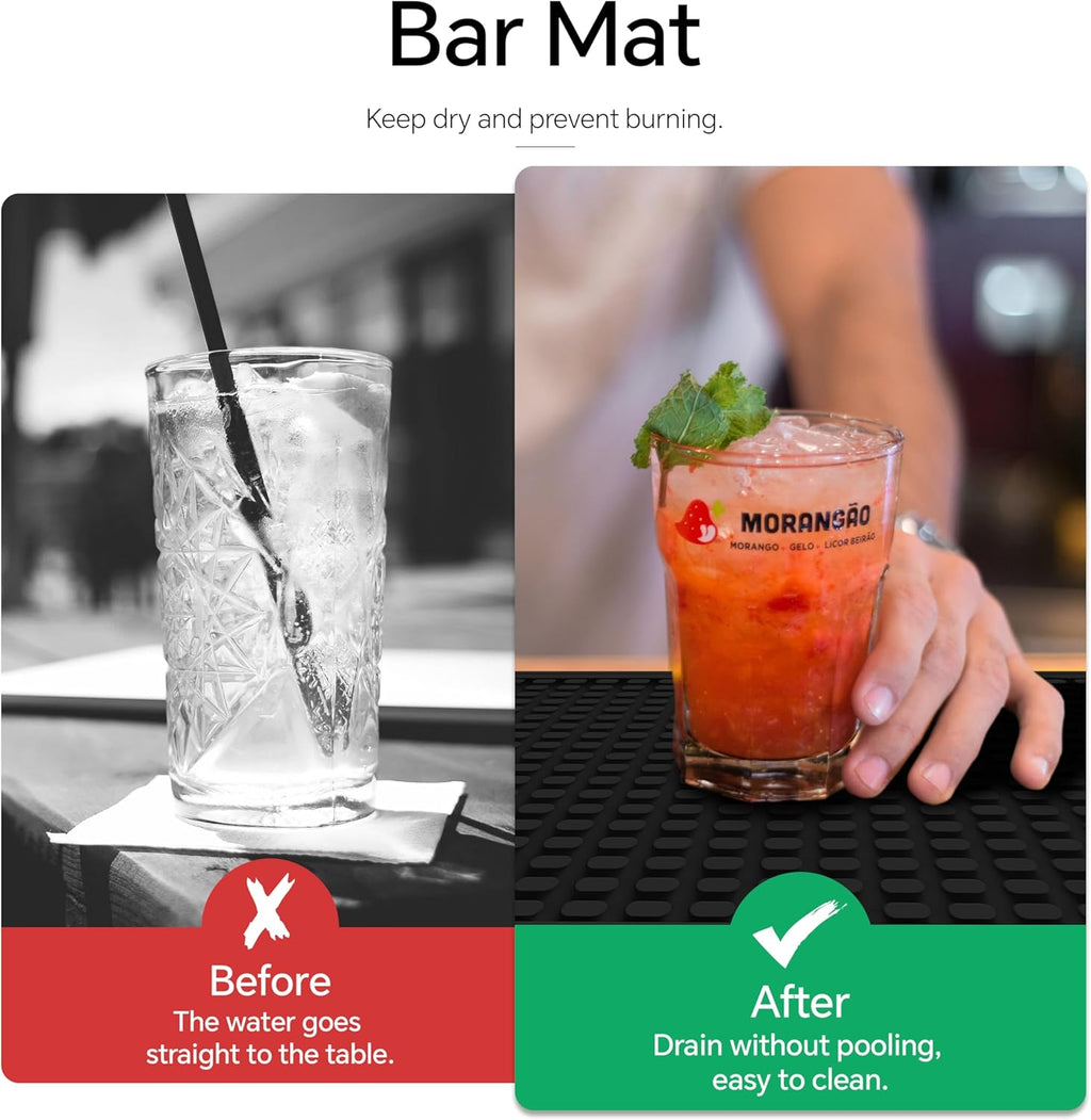 2 Pack Bar Mat, Home Bar Tool Drying Mats, Bar Accessories for The Home Bar Set 18''x12''（Black） for Bars, Outdoor Camping, Bar for Home