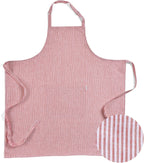 Solino Home 100% Pure Linen Apron for Women & Men - Red and White Stripe Full Midi Bib Apron, Adjustable Neck Strap with Center Pockets for Kitchen, Chef - Handcrafted from European Flax