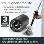 Manual Coffee Grinder by Alpaca Ventures - Stainless Steel Conical Burr Coffee Grinder Manual with Adjustable Setting Double Bearing Hand Espresso Grinder Perfect for Home, Office and Camping