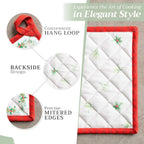 Maison d' Hermine 100% Cotton Oven Mitt & Pot Holder Set (7.5"x13" & 8"x8") Heat Resistant BBQ Cooking Gloves with Loop, Baking, Grilling, Kitchen, Handling Hot Pans (Christmas Tradition)