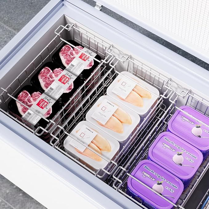 4Pack Stackable Chest Freezer Bins - Deep Freezer Organizer for 7 Cu.FT Frozen Food