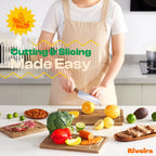 Riveira Brown Bamboo Wood Cutting Board – Gourmet Bamboo Grandeur: 8 x 6 Wooden Cutting Board – Wooden Cutting Boards For Kitchen Decorative – Innovative Juice Grooves Wooden Chopping Board