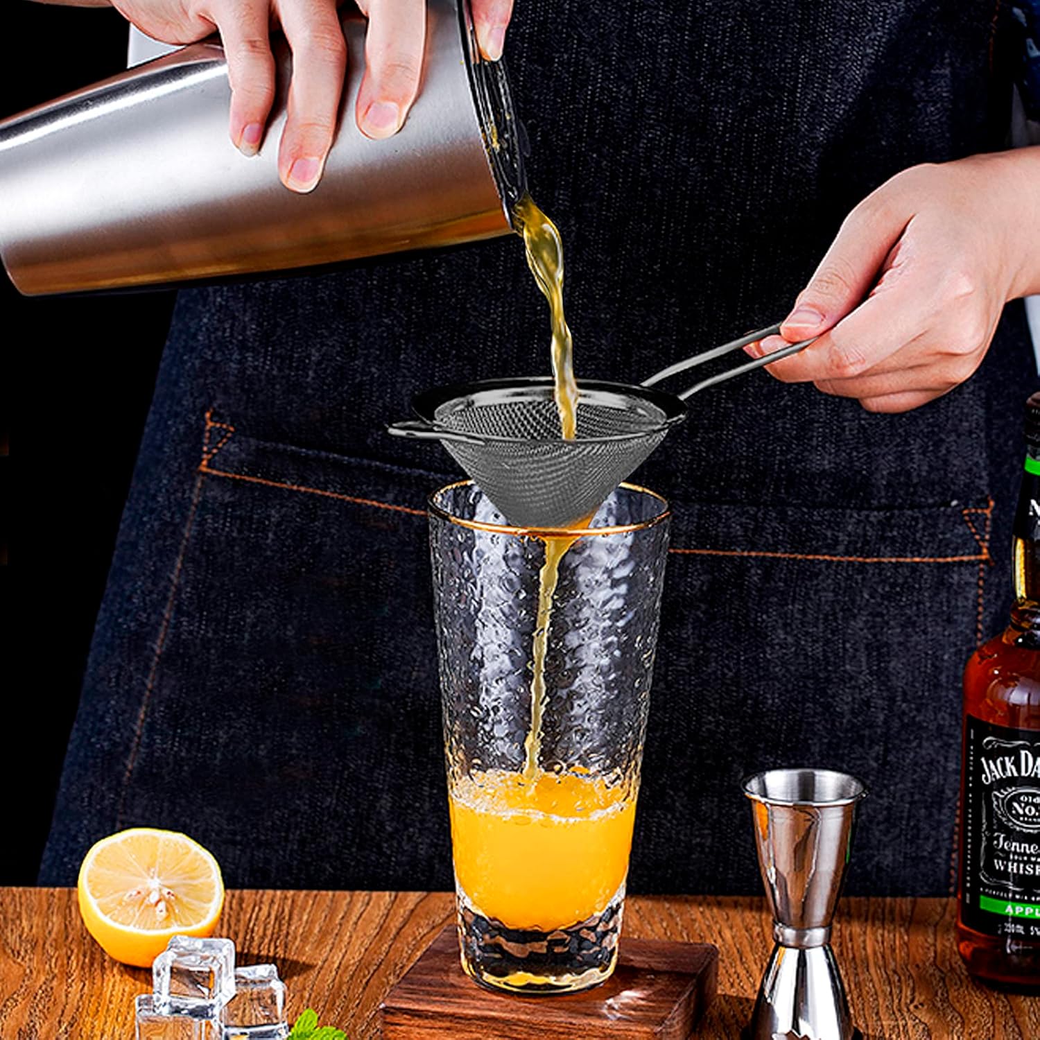 2 Pack Stainless Steel Small Food Strainer, Fine Mesh Sieve with Long Handle, Cocktail Strainer For Cocktails, Tea Herbs, Coffee & Drinks, Rust Proof & Great as Tea Strainer, 3.5inch