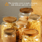 Labina Glass Storage Container Airtight Food Jars Kitchen Canister with Wood Lids, 60 Oz Wide Mouth Pantry Organization Glass Jar for Flour, Sugar, Cookie, Spagetti, Nuts and Candy