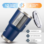 30 oz Tumbler with Lid Stainless Steel Tumblers Vacuum Insulated Cup Reusable Powder Coated Travel Mug Double Wall Leak Proof Portable Cups Keep Cold Drinks for 12 Hours, Navy, 1 Pack