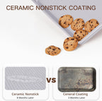 HONGBAKE 3 Pack Nonstick Ceramic Baking Sheet Pan Set for Oven, Non-Toxic Half/Quarter/Jelly Roll Pans with Diamond Texture, Heavy Duty 0.8mm Aluminized Steel Cookie Trays for Cooking, Light Grey