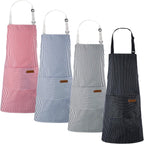 Handepo 4 Pcs Kitchen Cooking Aprons with Pockets Adjustable Waterproof Baking Apron for Women Men, Chef,BBQ, Christmas Gift