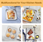 TeamFar Toaster Oven Tray and Rack Set, 9.3’’ x 7’’ x 1’’, Stainless Steel Toaster Oven Pan Broiler Pan, Non Toxic & Healthy, Easy Clean & Dishwasher Safe