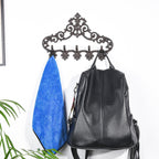 Sungmor Cast Iron Rustic Coat Hook Hanger with 5 Hooks - Practical Iron Storage Organizer/Wall Hooks Hanging Rack - Pretty Pattern Charming Wall Decor for Keys Clothes Hats