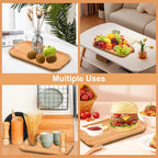 2 Pack Bamboo Trays Cheese Plate,10 Inch Rectangular Food Serving Saucer Wood Platte for Serving Food for Charcuterie Tea Coffee Snack Bread Fruit Appetizer Plant Pot