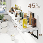 Dreamland Wall Shelves Long, 24W x 8D Wall Mounted Shelves Set of 2, Wide Display Ledge Shelf with Sturdy Metal Brackets for Living Room, Bathroom, Bedroom and Kitchen, White