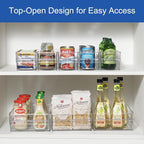 Plastic Storage Bins, 2 Pack Stackable Fridge Organizer Bins, Freezer Storage Bins, Clear Refrigerator Organizer Bins, Multipurpose Kitchen Pantry Organizers and Storage (L)