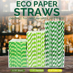 5.75 inch Short Bamboo Paper Straws & Stirrers for Cocktail and Coffee - 100% Biodegradable and Compostable [500 Counts]