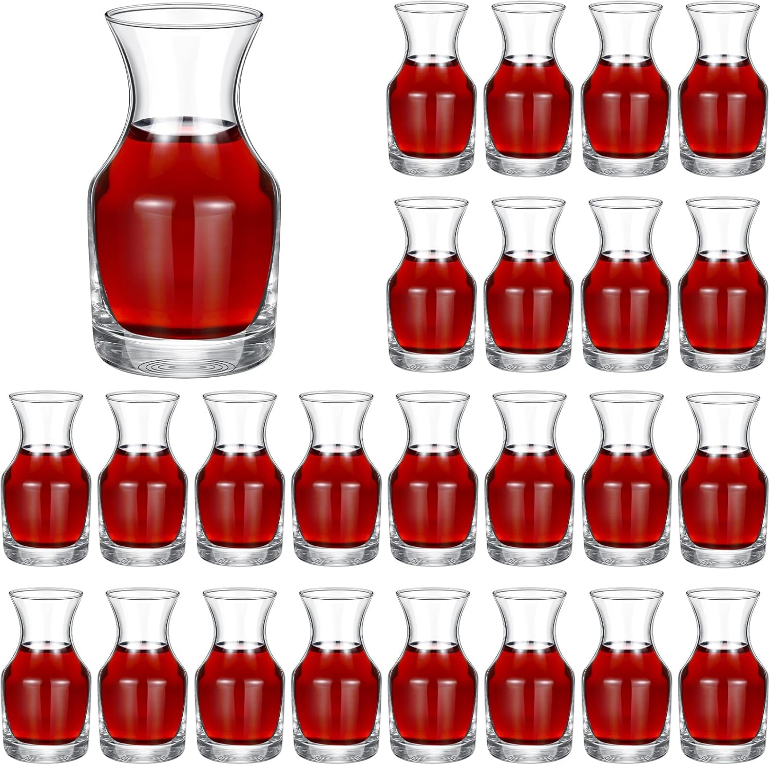 24 Pack Single Serving Wine Carafe Glass Small Mini Carafe Individual Wine Refill Decanter for Dinner Parties Tastings Bars Restaurants (6.5 oz)