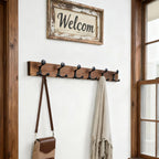 SKOLOO 36-Inch Wood Coat Rack Wall Mount with 6 Triple Hooks - Ideal for Family Entrances, Classrooms, and Pet Supplies Storage - Perfect Coat Hooks for Wall,Charred Golden Brown