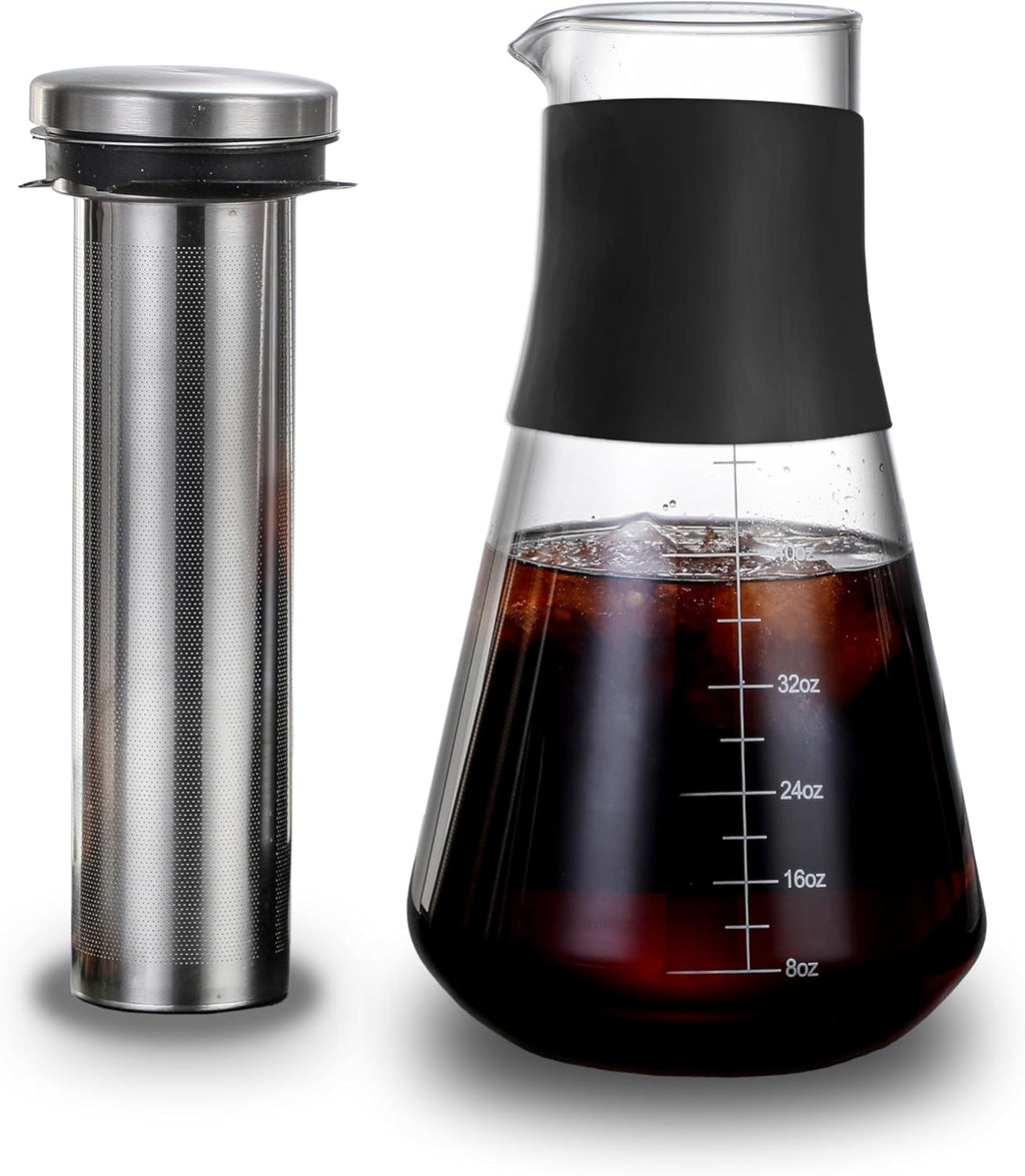 AGOGO Cold Brew Iced Coffee Makers with Metal Filters Silicone Non-slip Grip Carafe 1600ml