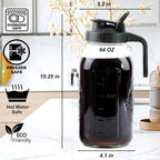 Cold Brew Coffee Maker 64 Oz Mason Jar Iced Coffee Maker 2 Set Half Gallon Glass Pitcher With Pour Spout Lids 2 Quart Wide Mouth Cold Brew Pitcher With Strainer For Fridge, Lemonade, Cold Brew, Milk