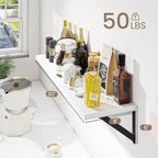 Dreamland Deep Floating Shelves for Wall, 30W x 8D Wall Shelves, Set of 2, 30 inch Floating Shelf with Sturdy Metal Brackets for Living Room, Bathroom, Bedroom and Kitchen, White